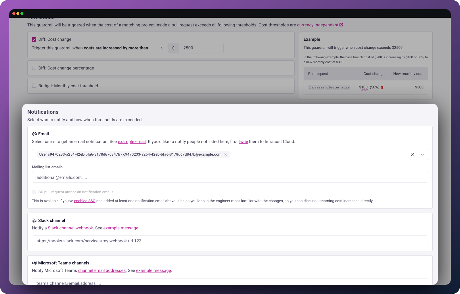 Setting guardrail notifications