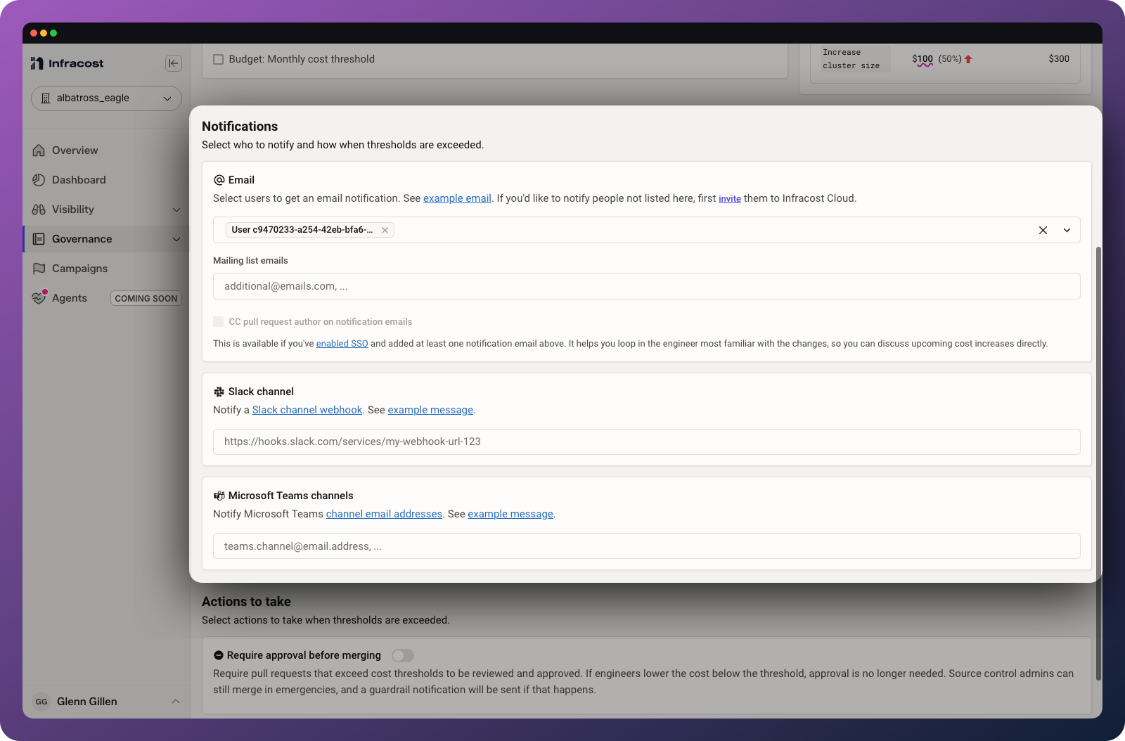 Setting guardrail notifications