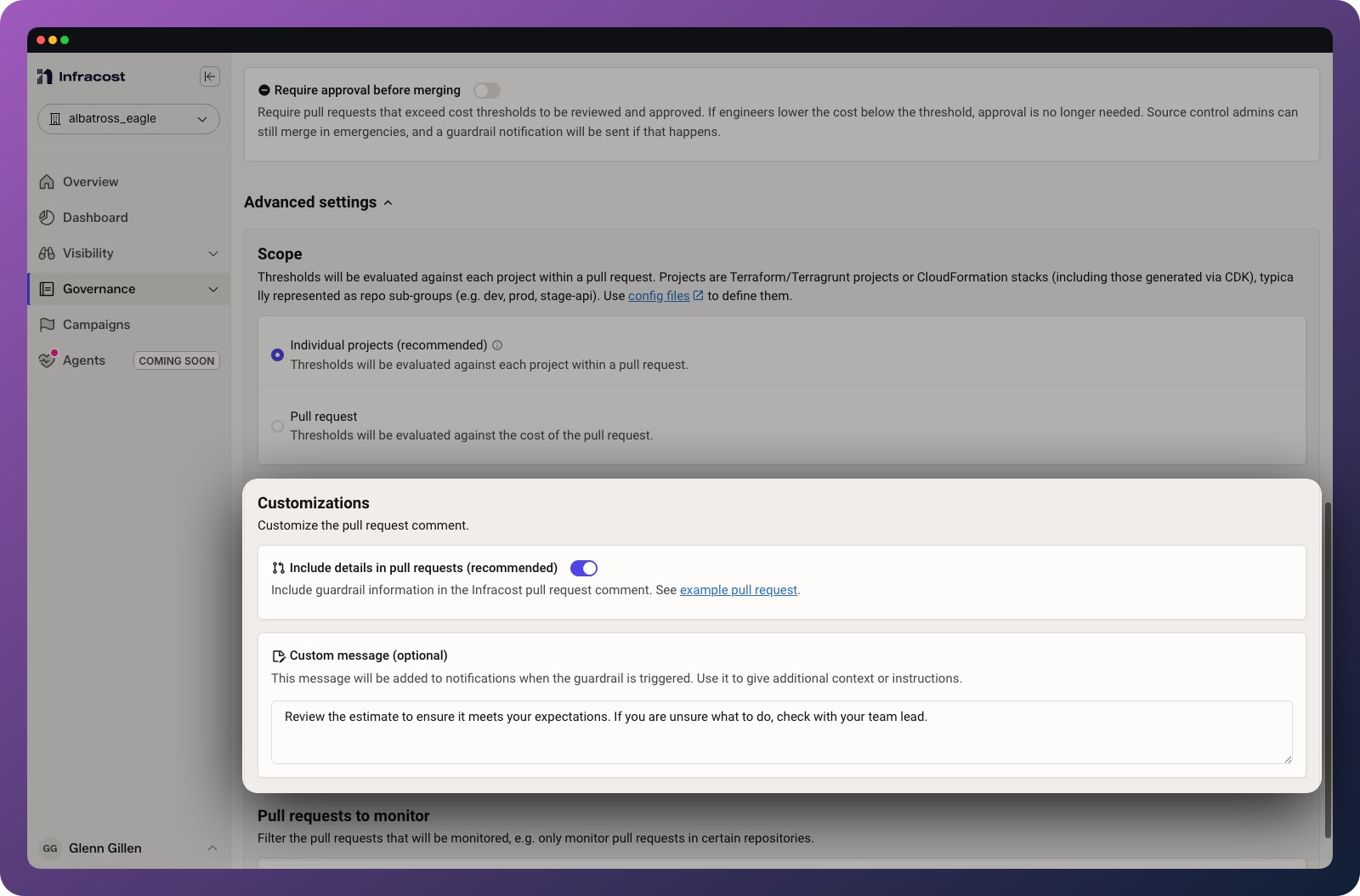 Customize guardrail messages