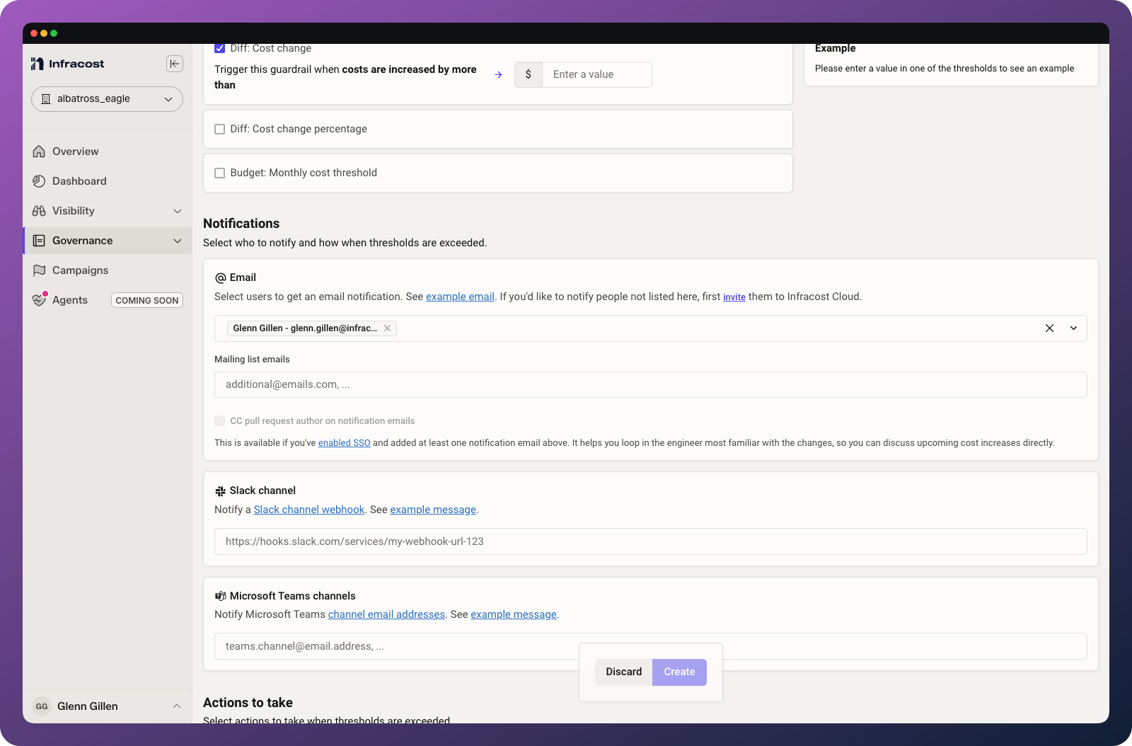 Guardrail settings page
