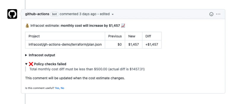 Example policy failing in GitHub Actions